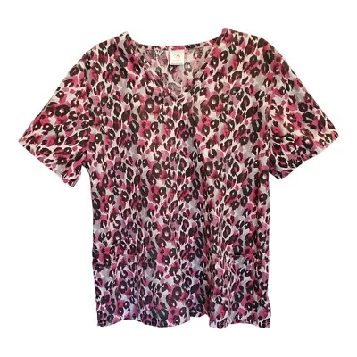 B Scrubs Medical Nursing Top Womens Tag Size 1X Short Sleeve Animal Print - Image 1 of 4