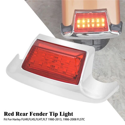 Rear Fender Tip LED Light w/ Red Lens Fit For Harley Softail Road Electra Glide - Imagem 1 de 4
