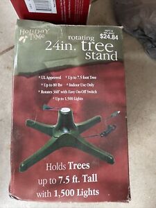 Holiday Time 24" Green Rotating Plastic Tree Stand With Plugs for Lights 360.
