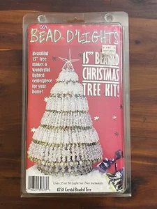 NOS Bead D'Lights Beaded Christmas Tree Kit 15" Clear Crystal GOLD Safety Pins - Picture 1 of 9