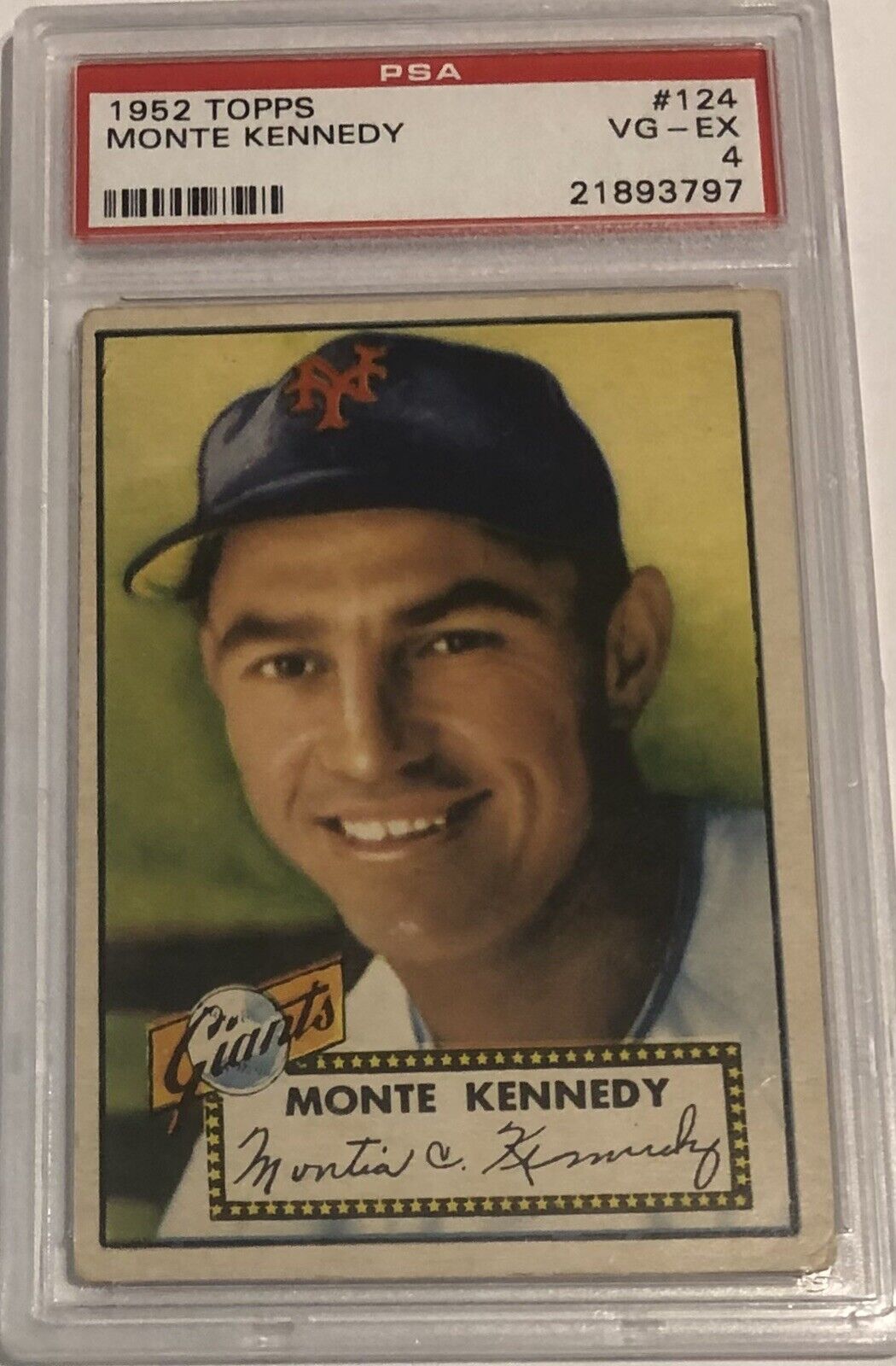 1952 Topps #124 Monte Kennedy PSA 4 VG-EX Giants