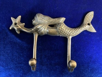 Latón Dulce Sirena 145g GANCHO Montado en la Pared Abrigo Sombrero Percha Marino 110x150cm Foto 1 de 4