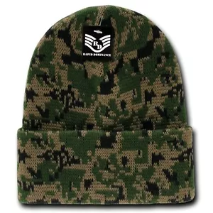 Army Woodland Knit Skull Hunting Camo Camouflage Ski Winter Beanie Hat Hats Cap - Picture 1 of 1