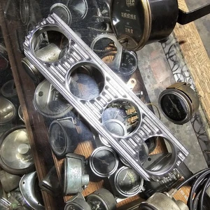 Polished Finned Aluminum 4 Gauge Under Dash Panel Hot Rod Custom Car Boat Van - Picture 1 of 9