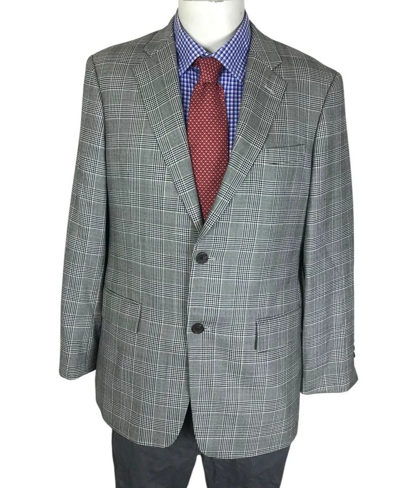 Nordstrom Sport coat Jacket Gray Glenplaid 2 Button SILK  Wool Blends Men’s 40R - Image 1 of 4