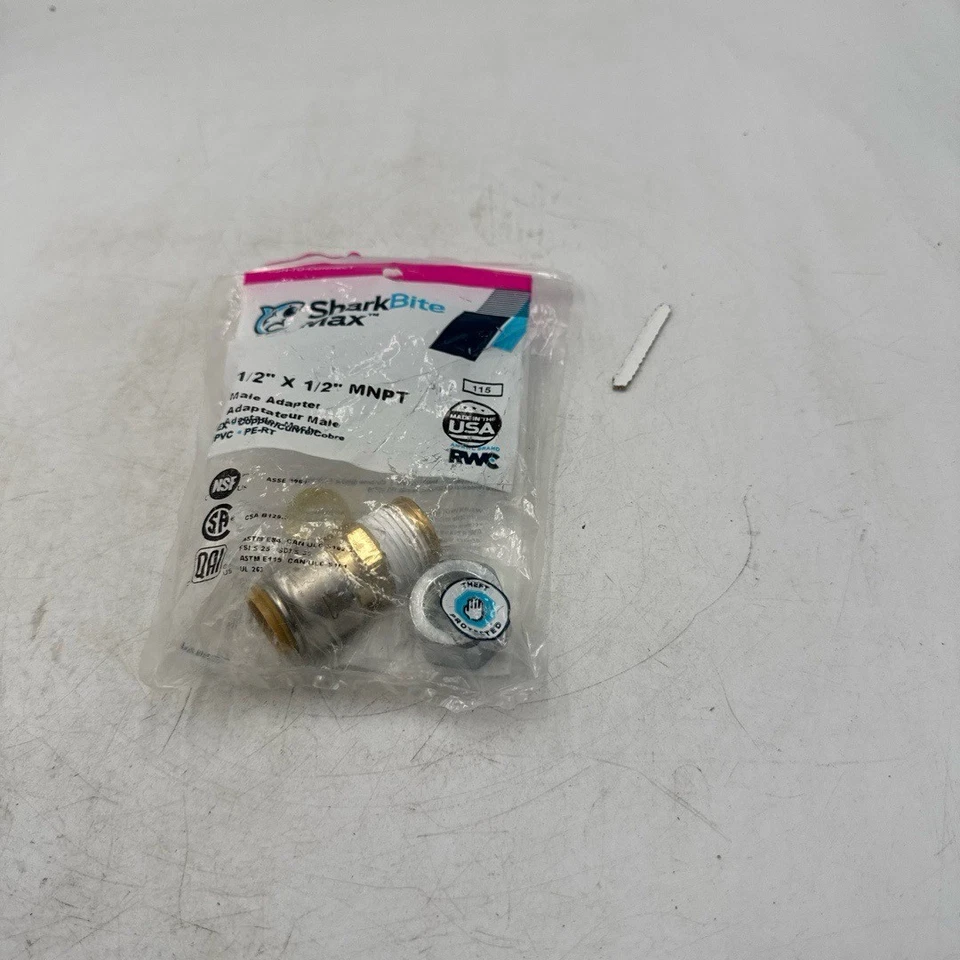 SharkBite Push-To-Connect Connector 1/2 Inch X 1/2 Inch MPT Brass UR120A - Image 1 of 4