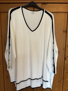JD Williams Ladies Cream Jumper With Black Piping &Button details Size 24/26 - Picture 1 of 5