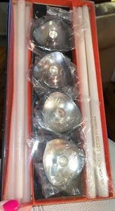 VTG Carl Cohr Footed Candle Holders Tapers Silverplate MCM Denmark Candles Boxed - Picture 1 of 11