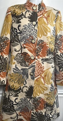 Chaqueta Larga Ligera Sigrid Olsen Pequeña Floral Mezcla Lana Botones Bolsillos Otoño Foto 1 de 4