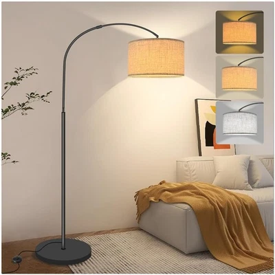 Stehlampe LED, Bogenlampe Wohnzimmer, Leselampe, 3 Farbtemperaturen, Fußschalter - Bild 1 von 4