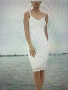 NWT White House Black Market White Eyelet Sheath Dress 8 New W/ Tags #SUMMERFUN! - Picture 1 of 6