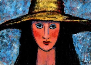 Cartolina artistica South Carolina Artist Collab - Signora con cappello di Betsy Taylor Thorne - Foto 1 di 2