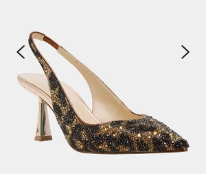 Betsey Johnson Women’s Size 10 Clark Leopard Heels Rhinestone Gold & Black - Picture 1 of 11