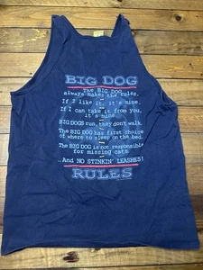 Vintage Big Dogs Tank Adult Size Med Blue Sleeveless Men's Graphic Print 90's - Picture 1 of 6