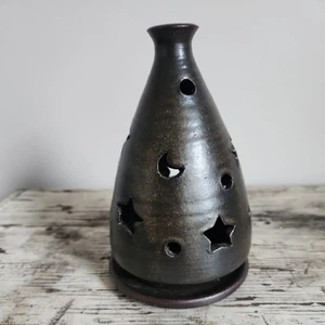Hand Made Pottery Carved Candle Luminary Votive Holder - Stars - Made in Korea - Picture 1 of 7