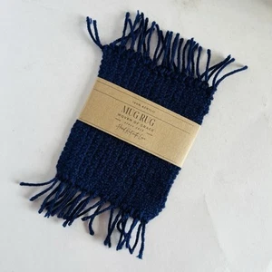 Single Oversized Hand Knit Boho Chic Mug Rugs Coaster Navy - Picture 1 of 5