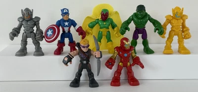 Lote de 7 figuras del escuadrón de superhéroes de Playskool Marvel - Iron Man, Hulk, Hawkeye Foto 1 de 4