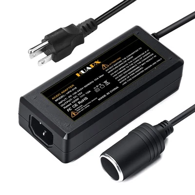 120瓦10安交流转直流转换器,110伏至12伏汽车点烟器插座交流/直流Po... — 第 1/4 张图片