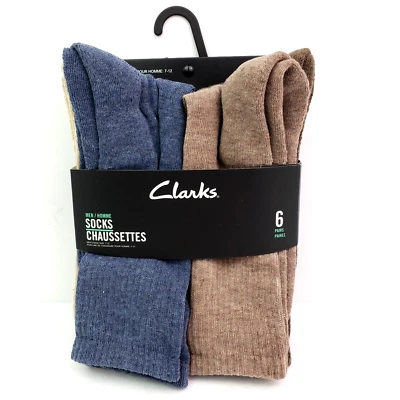 Paquete de 6 calcetines informales de vestir multicolor Clarks para hombre talla 7-12 CJMS128 Foto 1 de 4