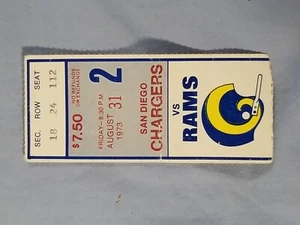 8/31/1973 San Diego Chargers v LA Rams football Ticket Stub FOUTS 1st Appearance - Picture 1 of 2