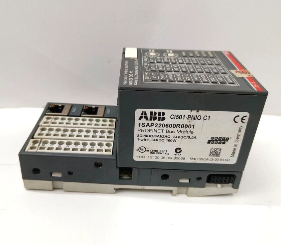 ABB CI501-PNIO C1 1SAP220600R0001 PROFINET Bus Module 8DI/8DO/4AI/2AO, Input 24V - Image 1 of 4