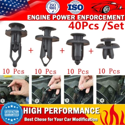 40 piezas remache de carrocería de automóvil sujetador de plástico retenedor parachoques guardabarros clips de ajuste Foto 1 de 4