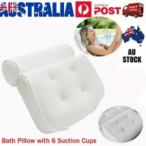 Breathable 3D Mesh Spa Bath Pillow With 6 Suction Cups Neck & Back Support AU - Picture 1 of 17