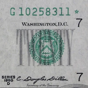 $20 1950D Star Federal Reserve Note G10258311* series D twenty dollar, Chicago - Picture 1 of 3