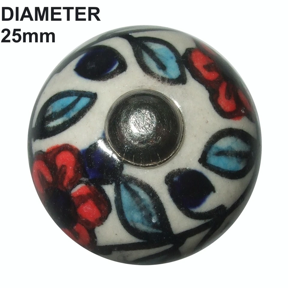 VINTAGE SHABBY CHIC BLACK WHITE CERAMIC CUPBOARD DOOR KNOBS DRAWER HANDLE KB03 - Image 1 of 1