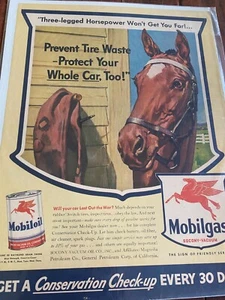 Vintage 1943 Mobiloil Prevent Tire Loss WW II ad - Picture 1 of 1