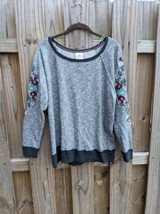 Knox Rose Pullover Sweatshirt Womens Medium Boho Embroidered Floral Long Sleeve - Picture 1 of 16