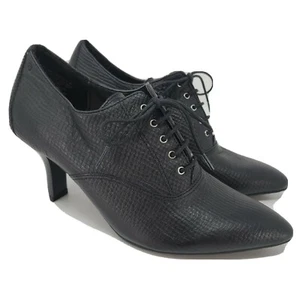 Rockport Lianna Womens Booties Kitten Heels Black Leather 5 Victorian Gothic - Picture 1 of 11
