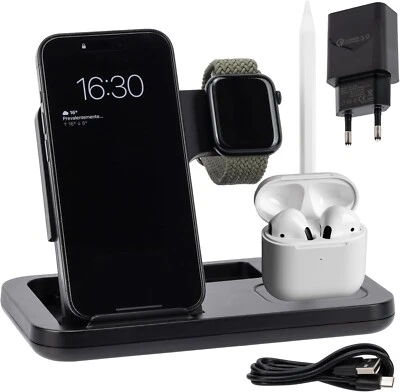 Stazione Ricarica Apple 3 in 1-Charging Station PER iPhone-Airpods-Apple Watch - Immagine 1 di 4