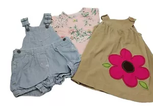 Carters Infant Baby Girls Size 9 Months Denim Overalls Romper Shirt & Dress - Picture 1 of 10