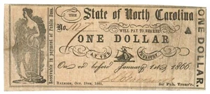 1861 State of North Carolina, Raleigh, NC $1 Note No.1127 CR40B (59160) - Picture 1 of 2