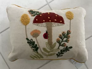 Next Embroidered Toadstool Floral Cotton/Linen Cushion - 30x40cm - BNWT - Picture 1 of 5