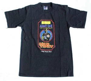 Vintage Dick Tracy Movie Ticket Stub T Shirt I was there first L Black 1990 - Picture 1 of 7