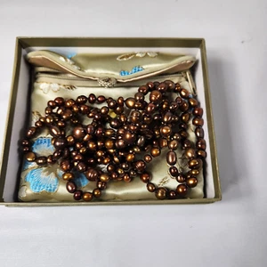 60” Honora Long Baroque Bronze Multi Color Cultured Pearl Necklace - Picture 1 of 8