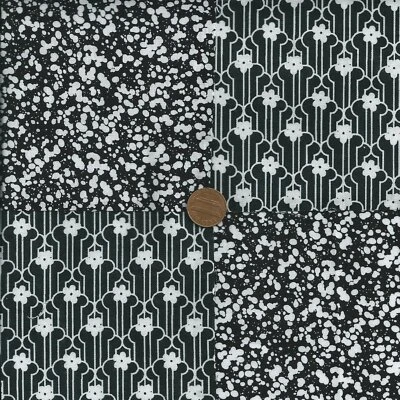 White Black Stripe Splash 4 inch Fabric Quilt Squares Block ZT1 - Image 1 of 4