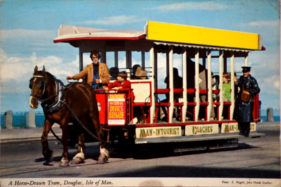 Postcard Horse-Drawn Tramway Heritage Transport Railway Douglas Bay Isle of Man - Image 1 of 4