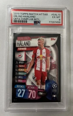 2019 Topps UEFA UCL Match Attax #SAL 13    Erling Haaland RC  FC Salzburg PSA 6 - Image 1 of 2