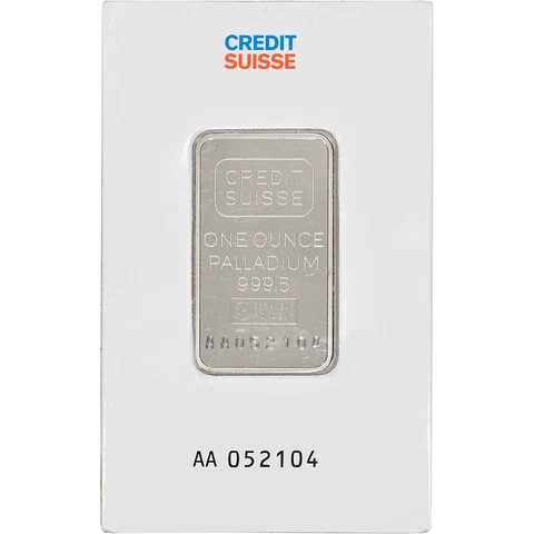 1 oz. Palladium Bar - Credit Suisse - 999.5 Fine in Assay - Secondary Market Cover