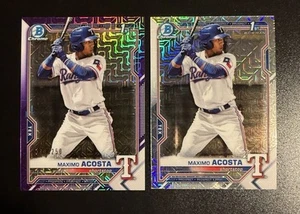 2021 Bowman Chrome Mega Maximo Acosta Purple Mojo Refractor /250 #BCP-7 + Mojo - Picture 1 of 2