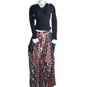 TOV HOLY The Damsel's Red Plaid Flowing Maxi Skirt size 40 (Medium) grunge boho - Picture 1 of 16