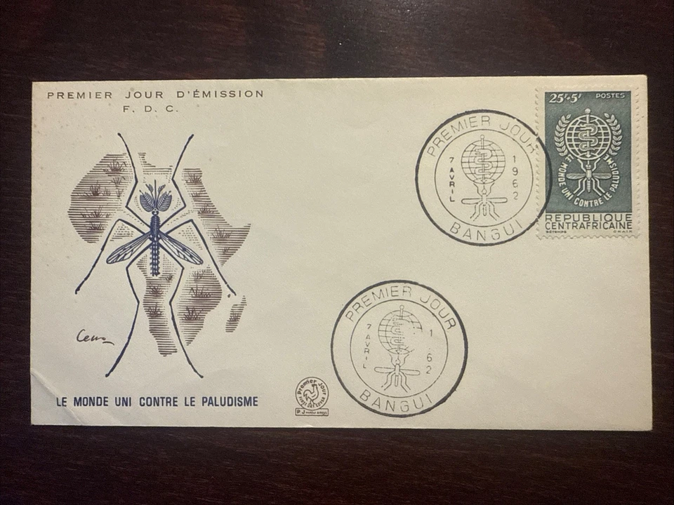 CUBIERTA FDC CENTRO ÁFRICA AÑO 1962 MALARIA MEDICINA SELLOS Foto 1 de 1
