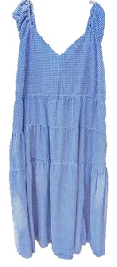 Old Navy Maxi Dress Size 4X Gingham Tiered Tie Back Smocked Flowy Sundress Boho - Picture 1 of 10