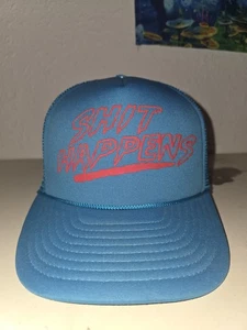Vintage Sh*T Happens Trucker Foam Snapback Hat - Picture 1 of 7