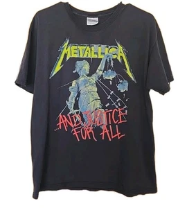 T-shirt Metallica Justice For All Rock Band rara taglia large 2007 nera top - Foto 1 di 4