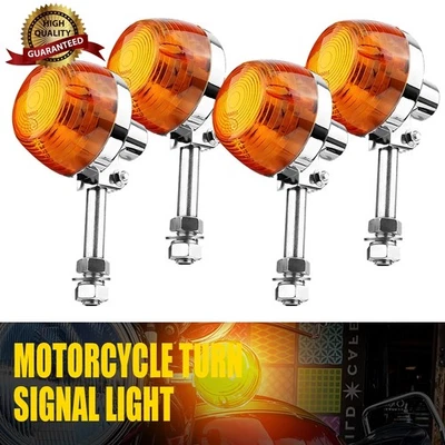4X Motorcycle Indicator Turn Signal Light Amber For Motorbike Scooter Off Road - Image 1 of 4