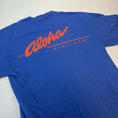 Camiseta Azul Aloha Airlines De Colección Hawaii Talla Mediana Usada Foto 1 de 4